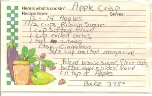 apple crisp recipe card